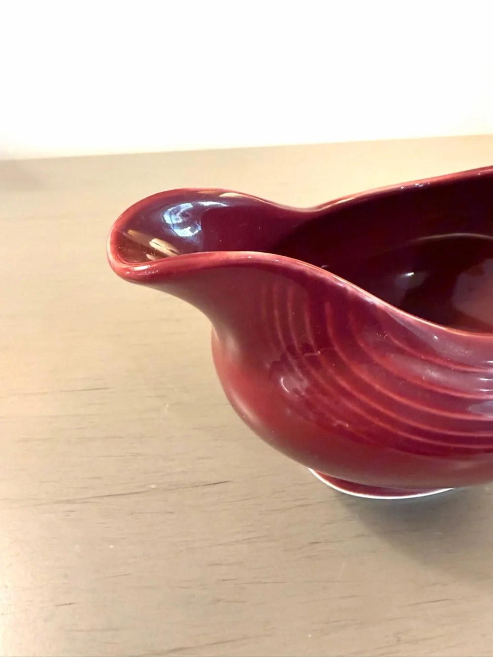 Homer Laughlin Fiesta Ware Gravy Boat Cinnabar Red Retired Color Sauce Server